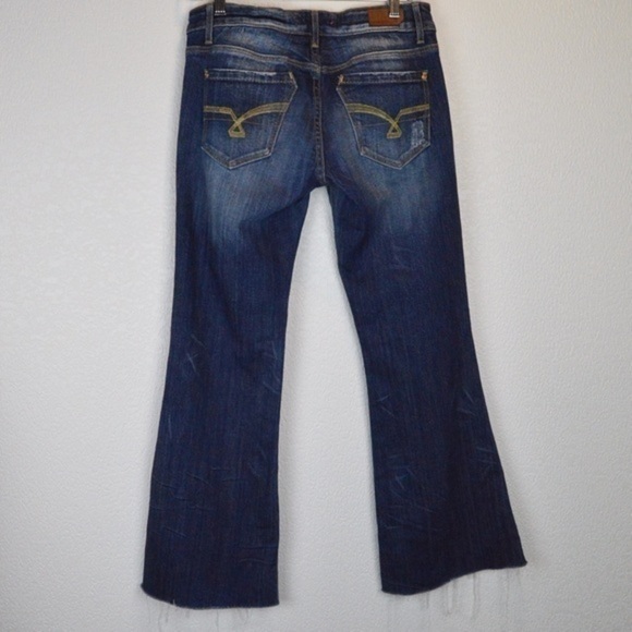 Vigoss Flare‎ Leg Raw Hem Distressed Jeans Size 5 - Picture 9 of 14